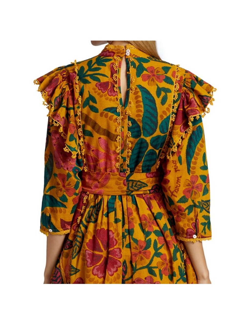 NWT FARM Rio Flowerdoscopic Yellow Mini Dress size small - Picture 6 of 12